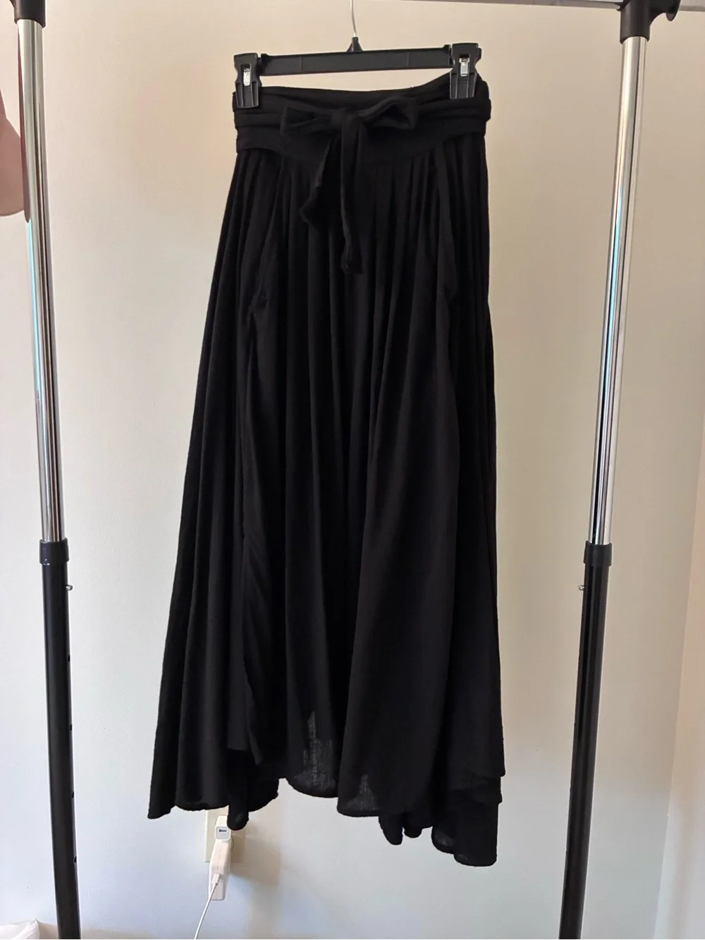 Free People high waist volume Maxi Skirt with Tie Waist